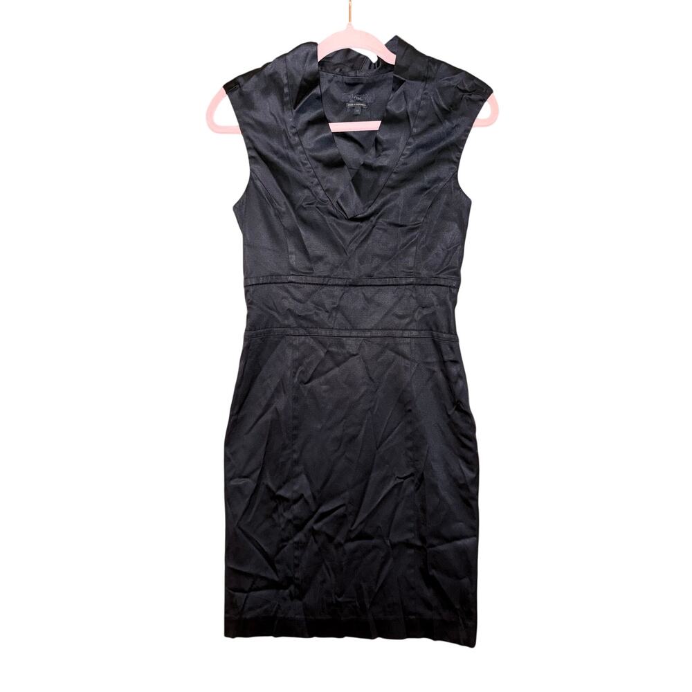 Cue little black dress size 10 satin made in Australia bodycon Vneck date night